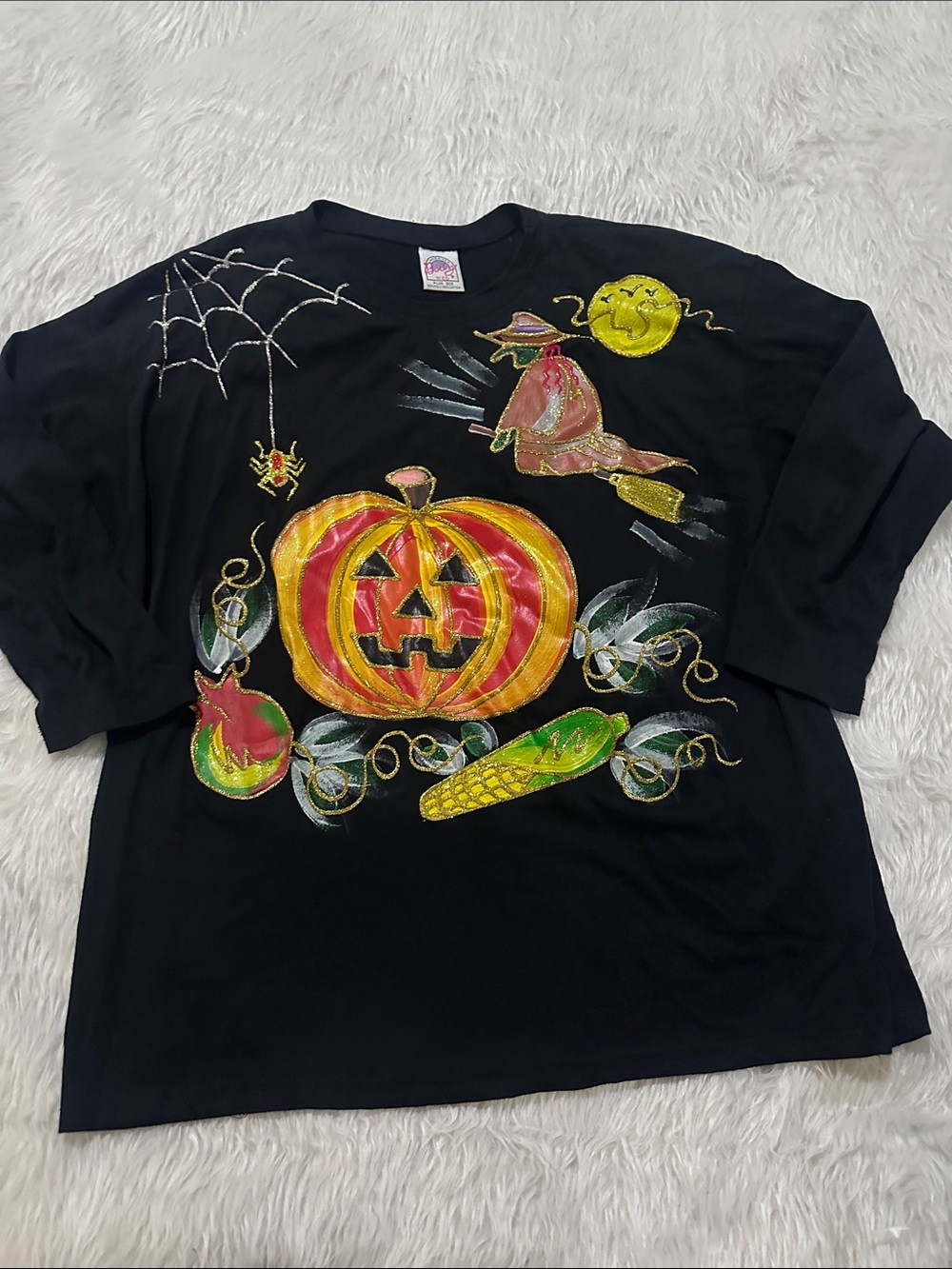 Women's Black Halloween Pumpkin Graphic Blouse
